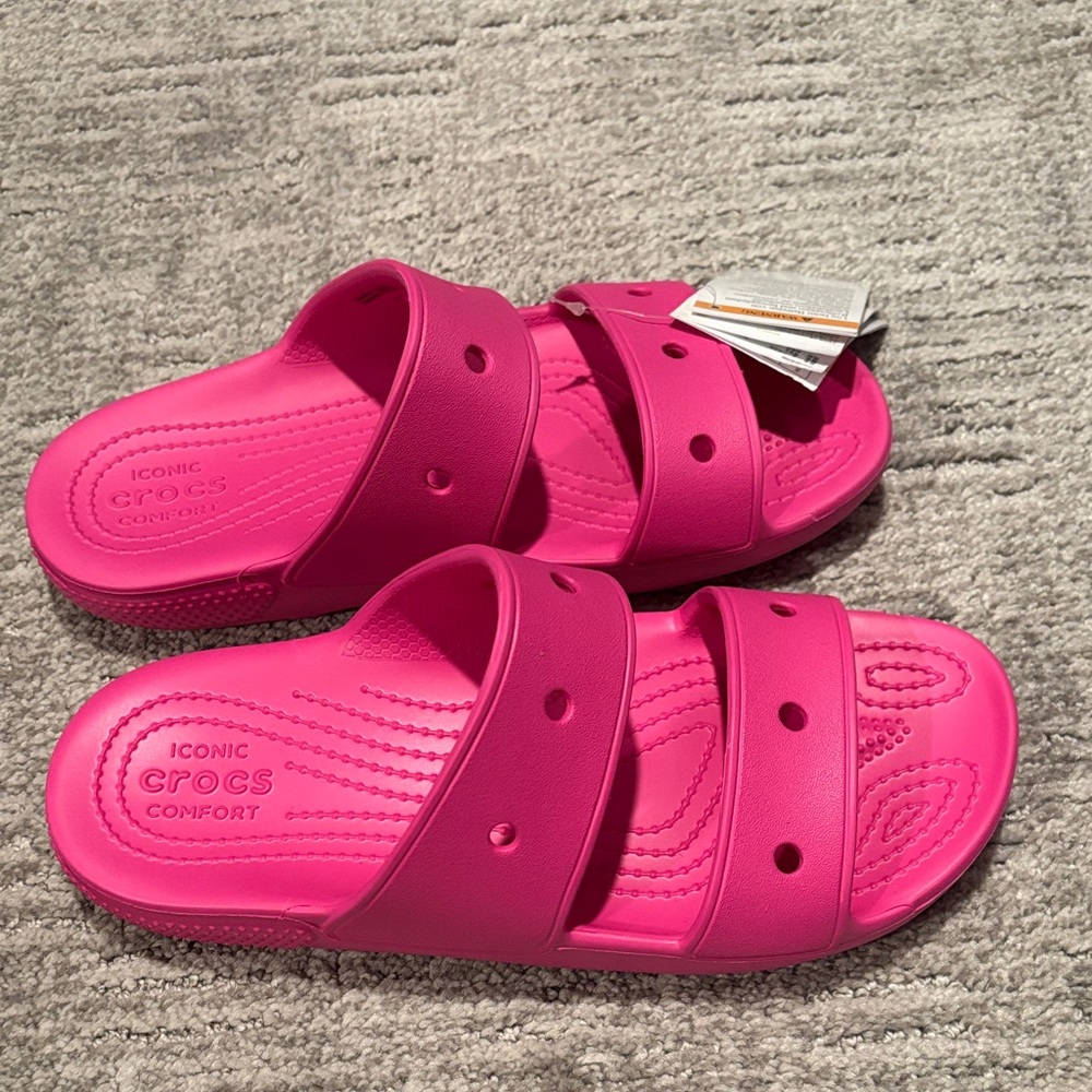 CROCS Vibrant Pink Slide Sandals size 7 - Picture 4 of 4